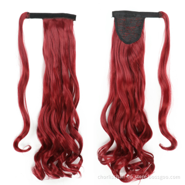 Best Selling Silky Natural Color Long Water Wave Organic Ponytail Attachment Synthetic Afro Kinky Curly Ponytail Hair Extensions